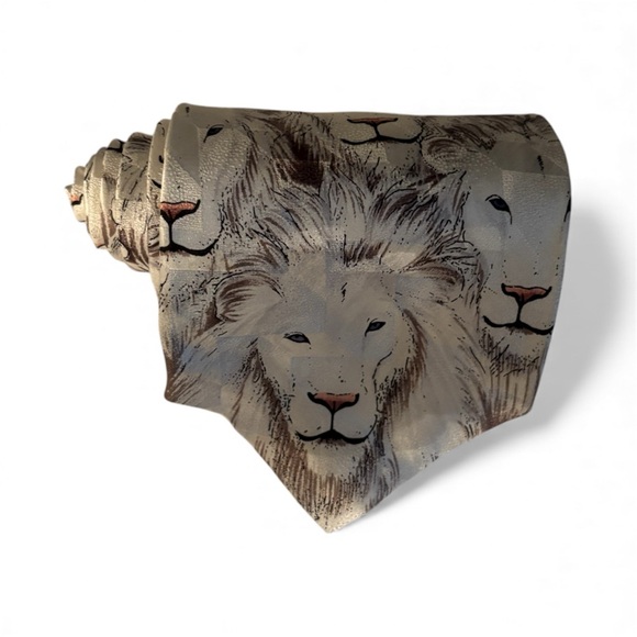 VINTAGE Siegfried & Roy Komar Silk White Tiger Tie NEW Collectible Las Vegas
